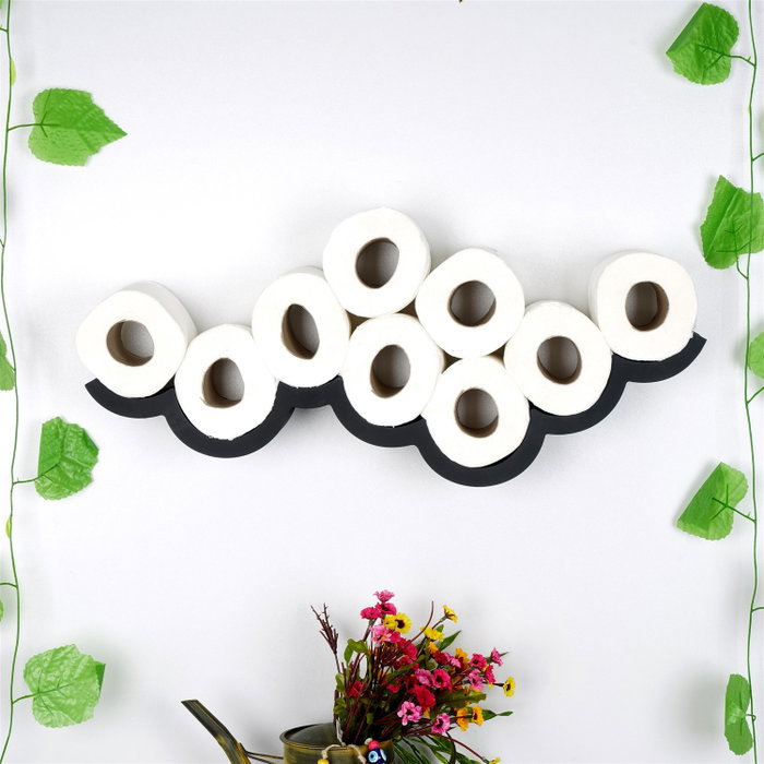 Hanah Home Wc018 Portarrollos de Papel Higiénico de Madera Negro 62x9x16 cm